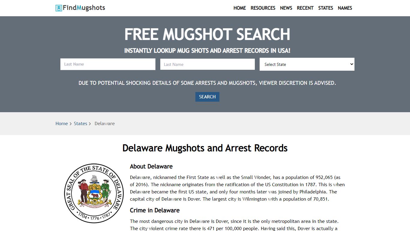 Find Delaware Mugshots - Find Mugshots